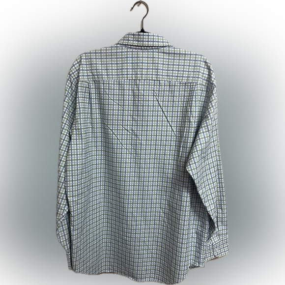 Banana Republic Men’s BU Plaid Green Blue Shirt LS Size Large 16-16 1/2 - Picture 2 of 3